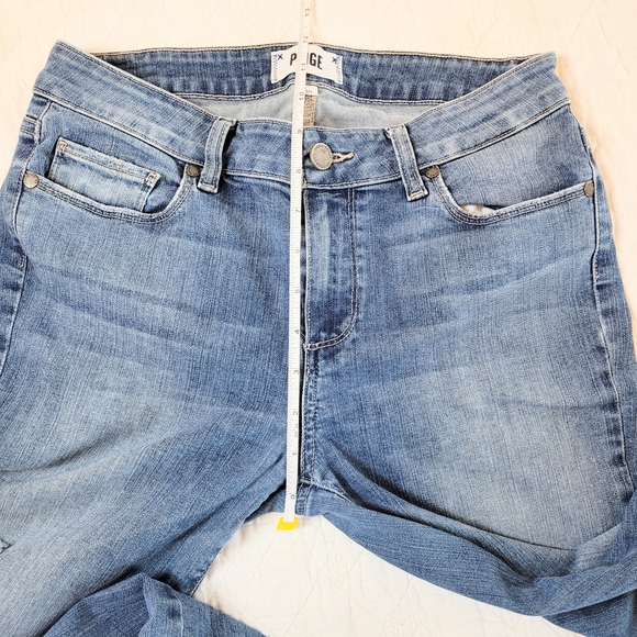 Paige- Distressed Medium Blue Wash Shaped Curvy Skinny Jeans Sz 30 - Picture 5 of 8